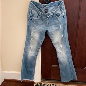 Flare light blue jeans!